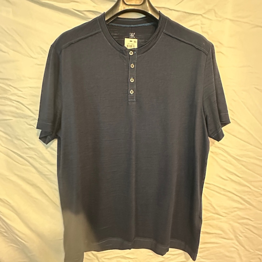 INC International Concepts Dark Blue Henley Shirt
